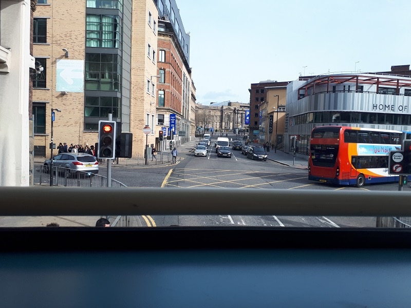 View from the top deck of the Arriva 407 bus from Liverpool to West Kirby. 23/3/19.