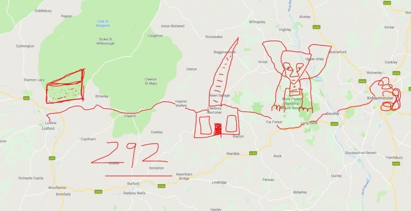 292 Bus Route Map. Ludlow to Kidderminster. All drawings 100% accurate.