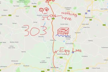 303 Bus Route from Kidderminster to Worcester. That monster with the eyes was originally meant to be daffodils.