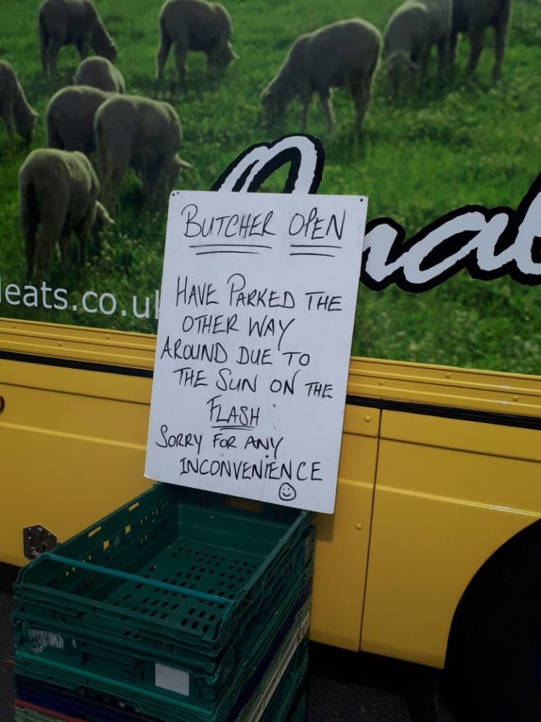 Butcher's van at Bridgnorth car boot, 29/6/19. It was very hot.