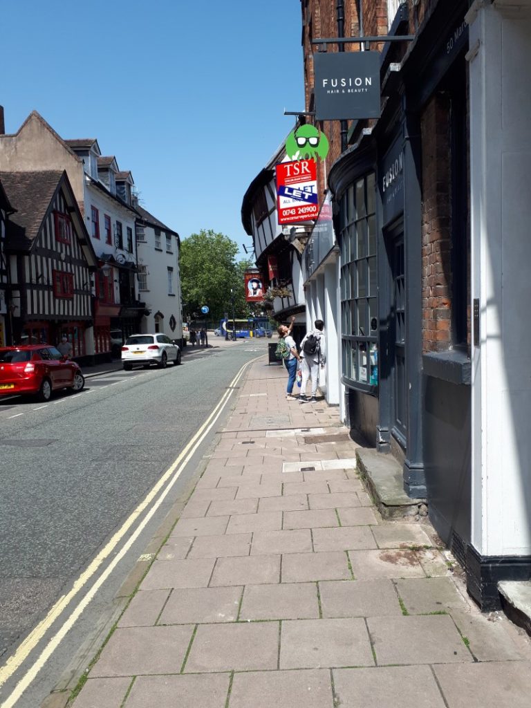 An example of jettying on a building along Mardol, Shrewsbury. 28/6/19