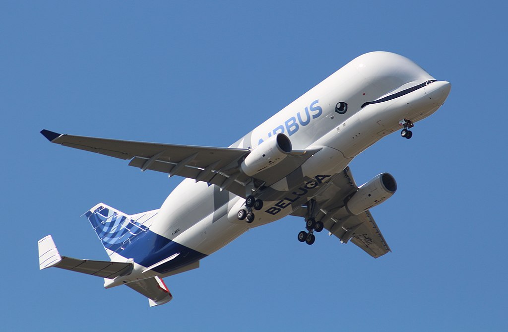 A lovely Beluga plane flying in the sky. Aaaaaw. Pic from Wikipedia.