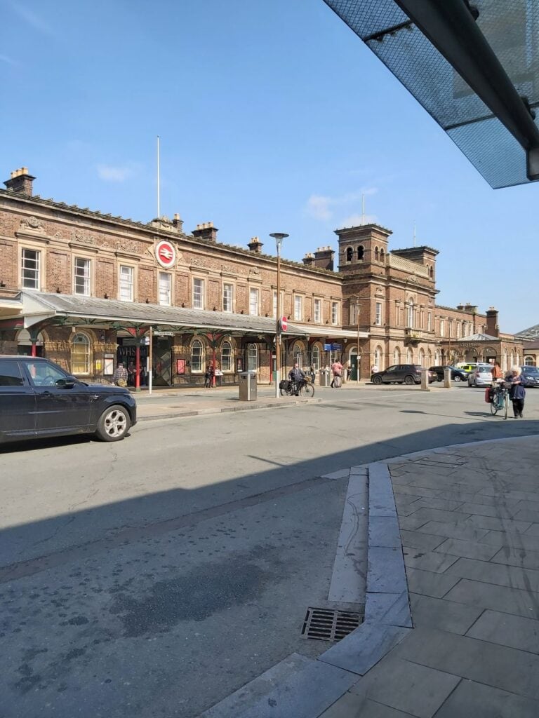 Outside Chester railway station at about 3:30pm on 29/4/22.