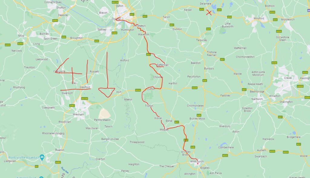 41 Bus from Chester to Whitchurch Route Map